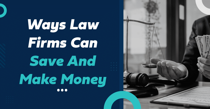 Graphic depicting financial strategies in a law firm, with text and symbolic imagery.