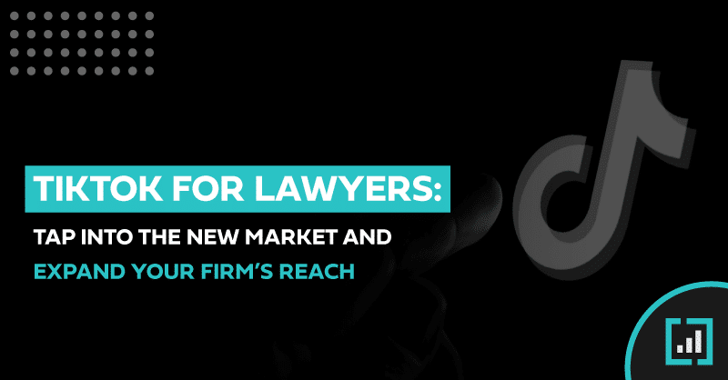 Guide to using TikTok for expanding law firms market reach, featuring logo and growth icon.