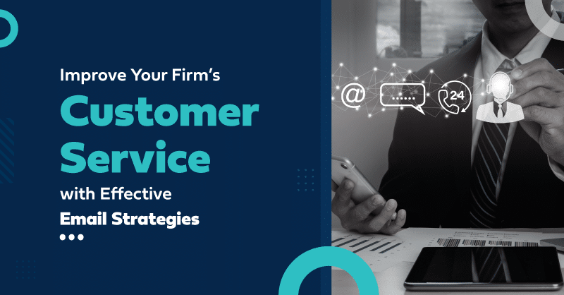 Professional enhances email tactics for customer service, highlighted with modern symbols.