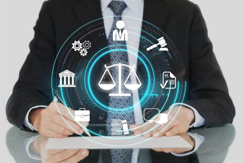 Lawyer bio concept in digital marketing setting